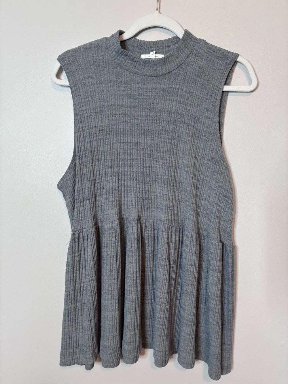 Maurices Gray Ribbed Babydoll Tank Top Size 1 Sleeveless Swing Tunic